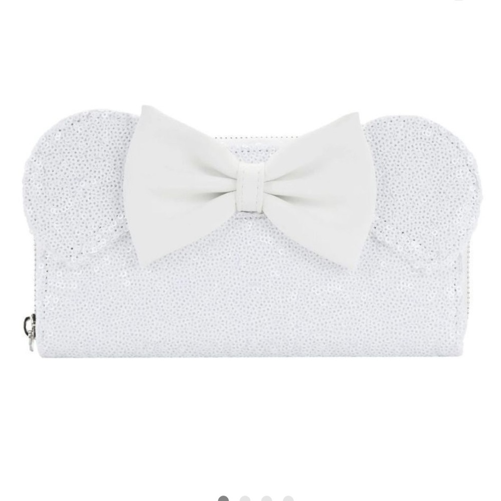 Loungefly White Sequin Minnie Bow Zip-Around Wallet
